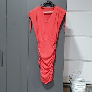 Ruched drawstring cover up dress